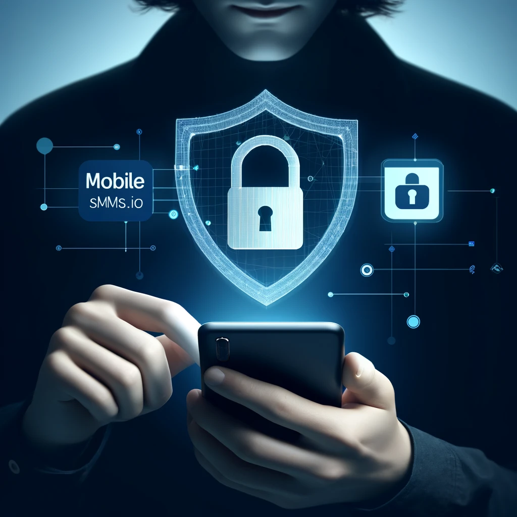 A person holding a smartphone with a secure icon and a shield, representing privacy and protection using disposable numbers.