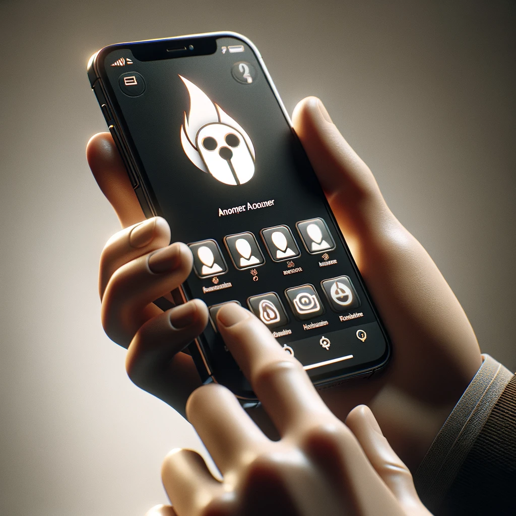 Person holding a phone with icons representing anonymous users and burner accounts.
