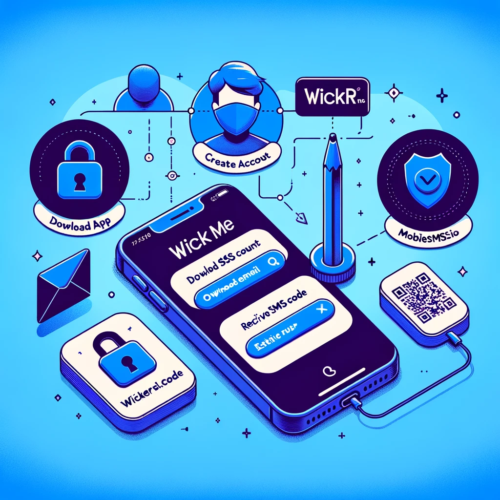 Steps to create a secure Wickr Me account using MobileSMS.io