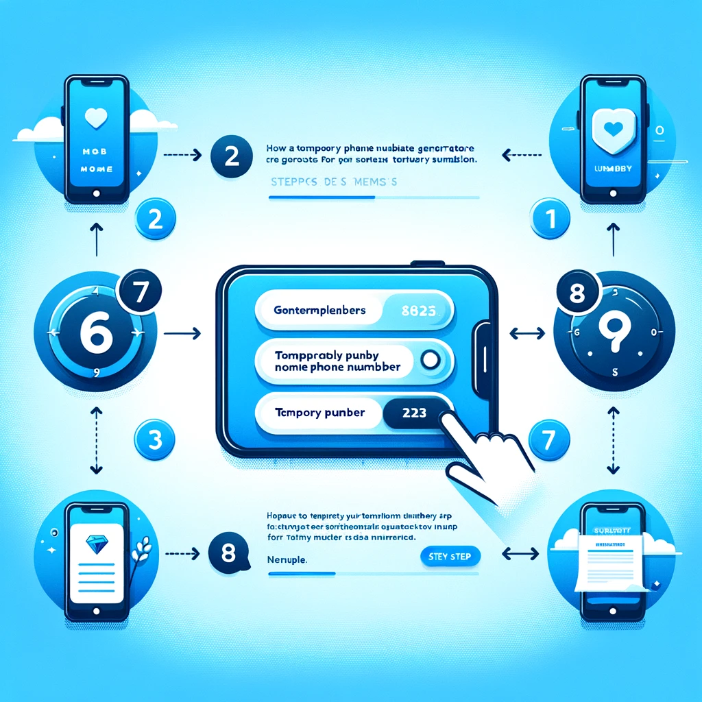A step-by-step infographic showing how to use MobileSMS.io to generate a temporary phone number for SMS verification.