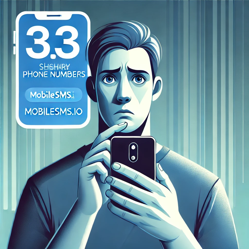A worried person holding a smartphone, highlighting concerns about sharing phone numbers.