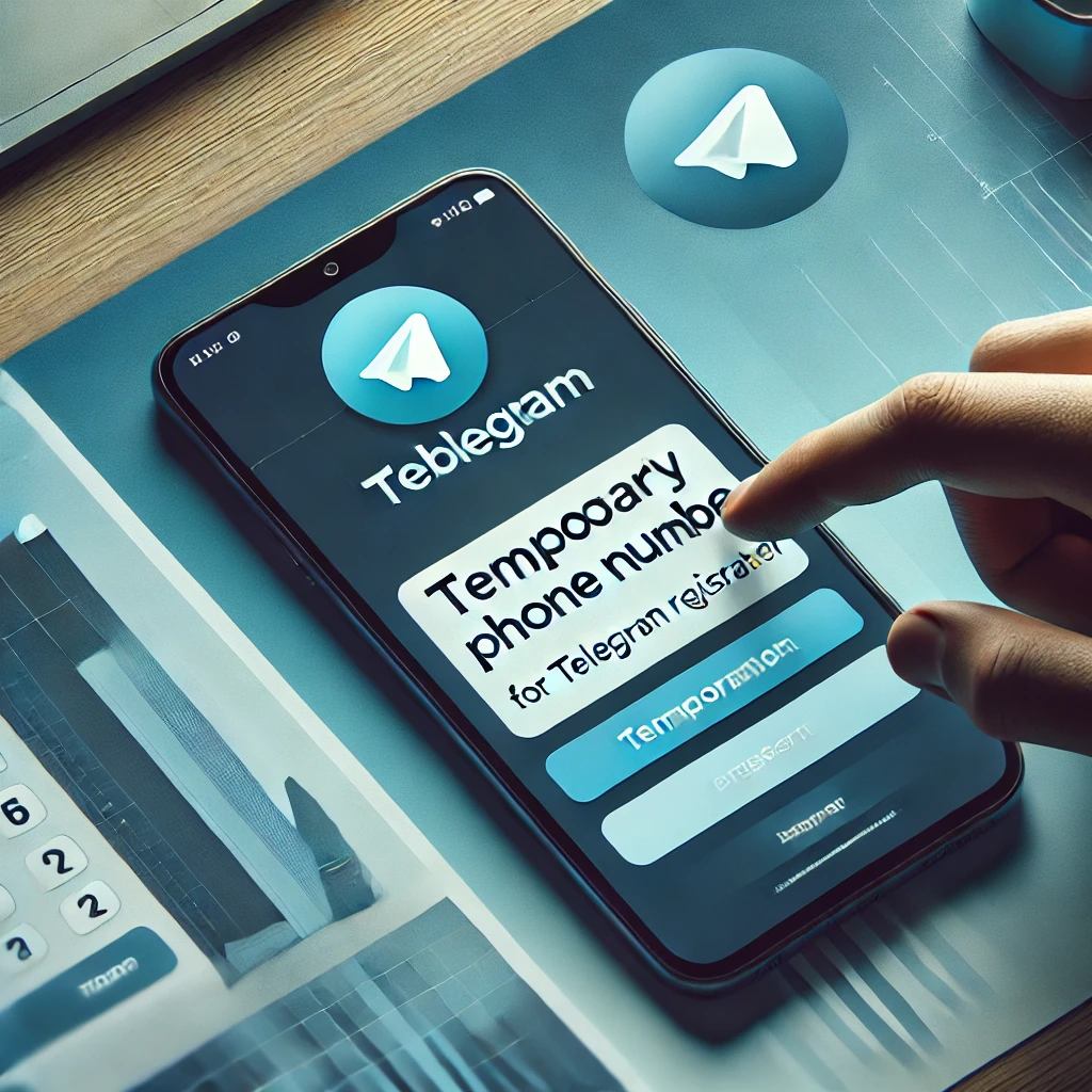 A person using a temporary phone number for Telegram registration on a smartphone.