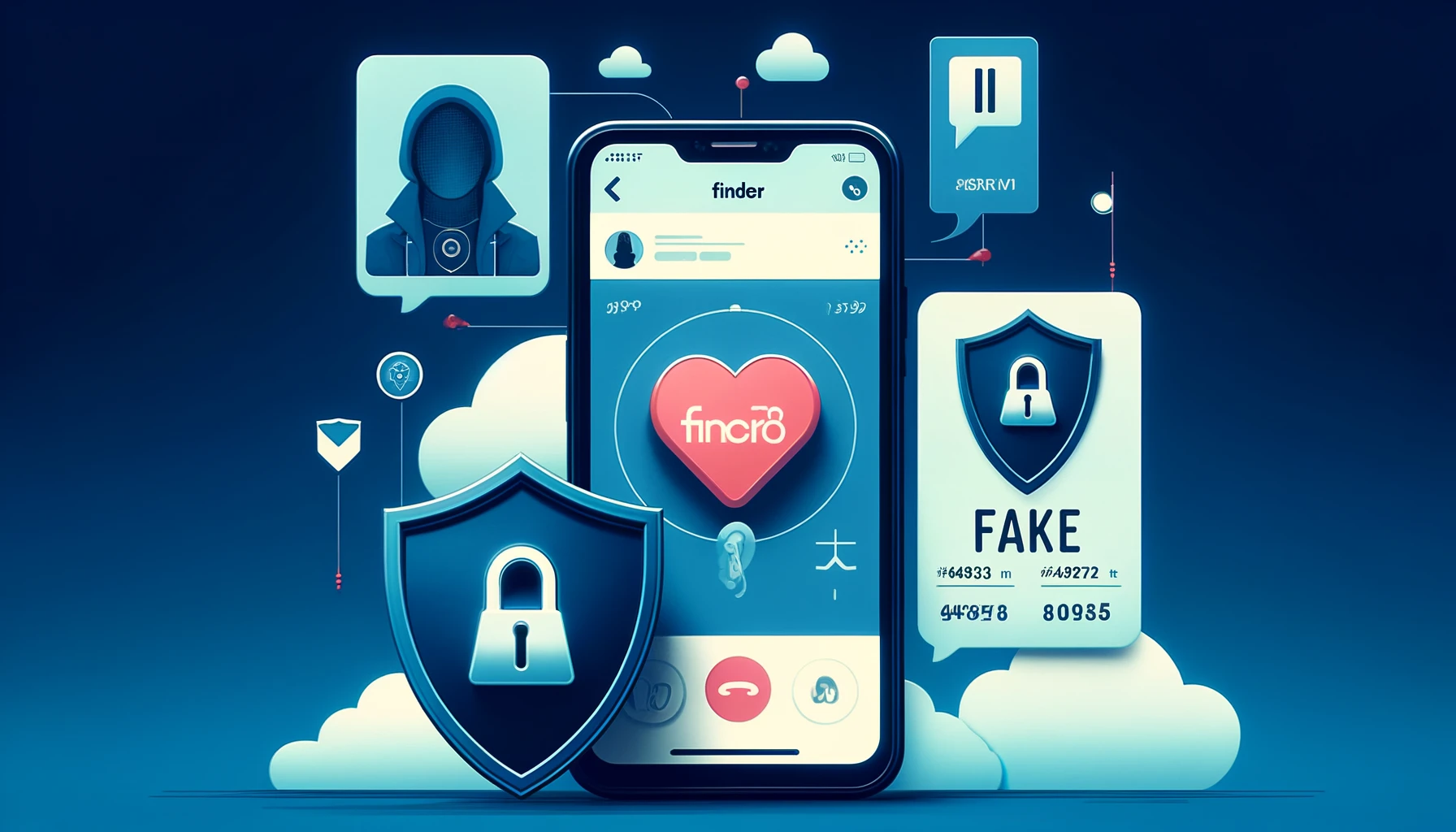 Featured image showing a smartphone with Tinder, a privacy shield, and a fake phone number concept.