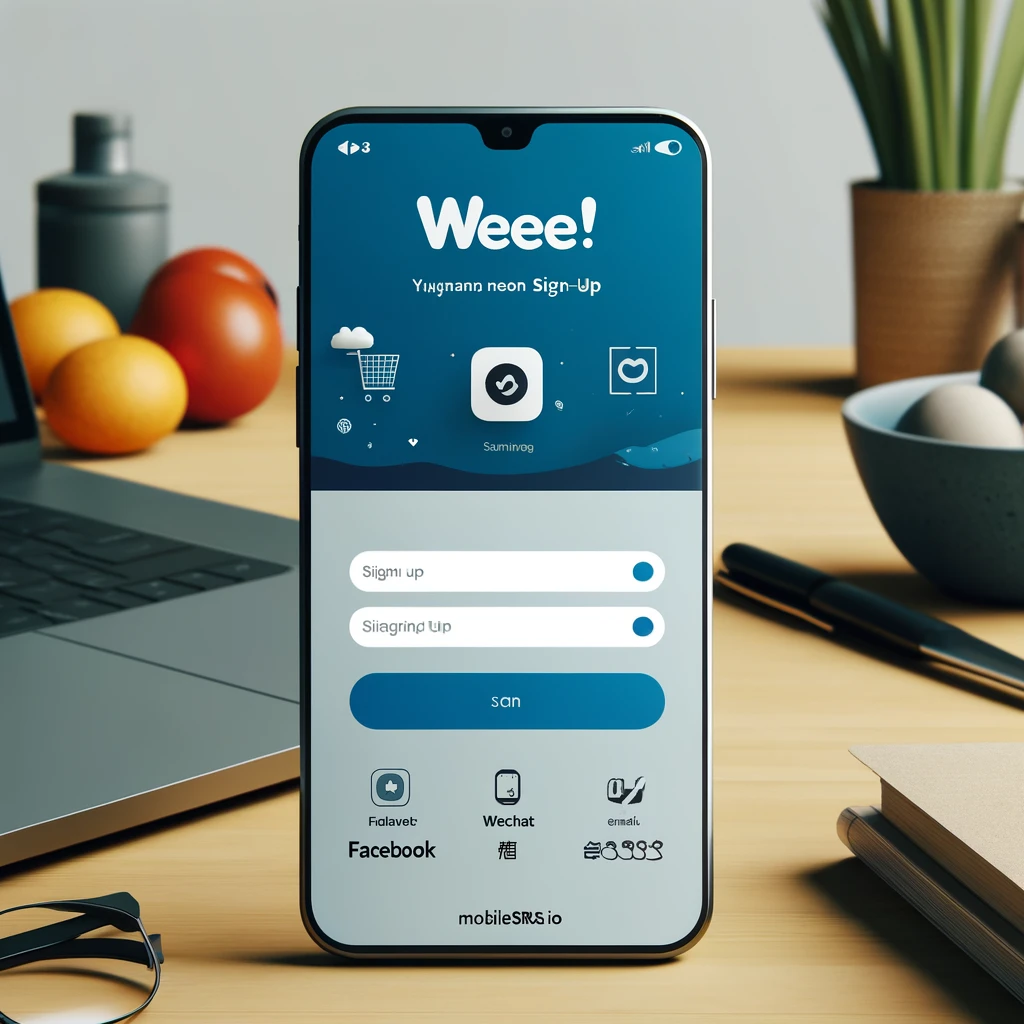 The step-by-step process of creating a Weee! account shown on a mobile device.
