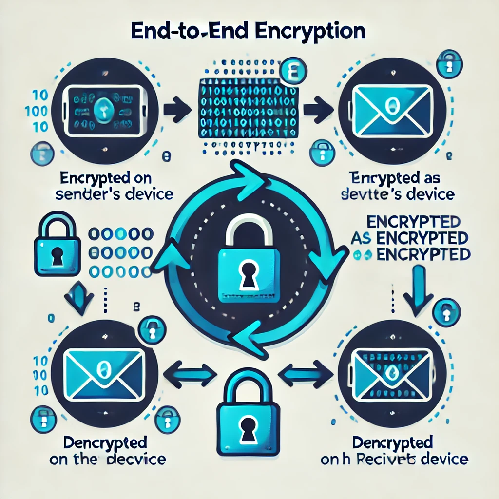 Graphic representation of Telegram's end-to-end encryption process