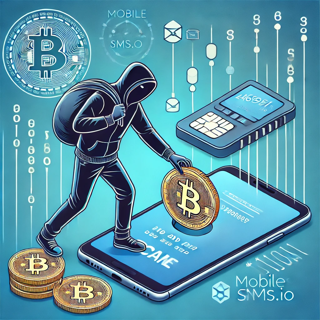 A hacker accessing a cryptocurrency wallet via SIM-swap scam.