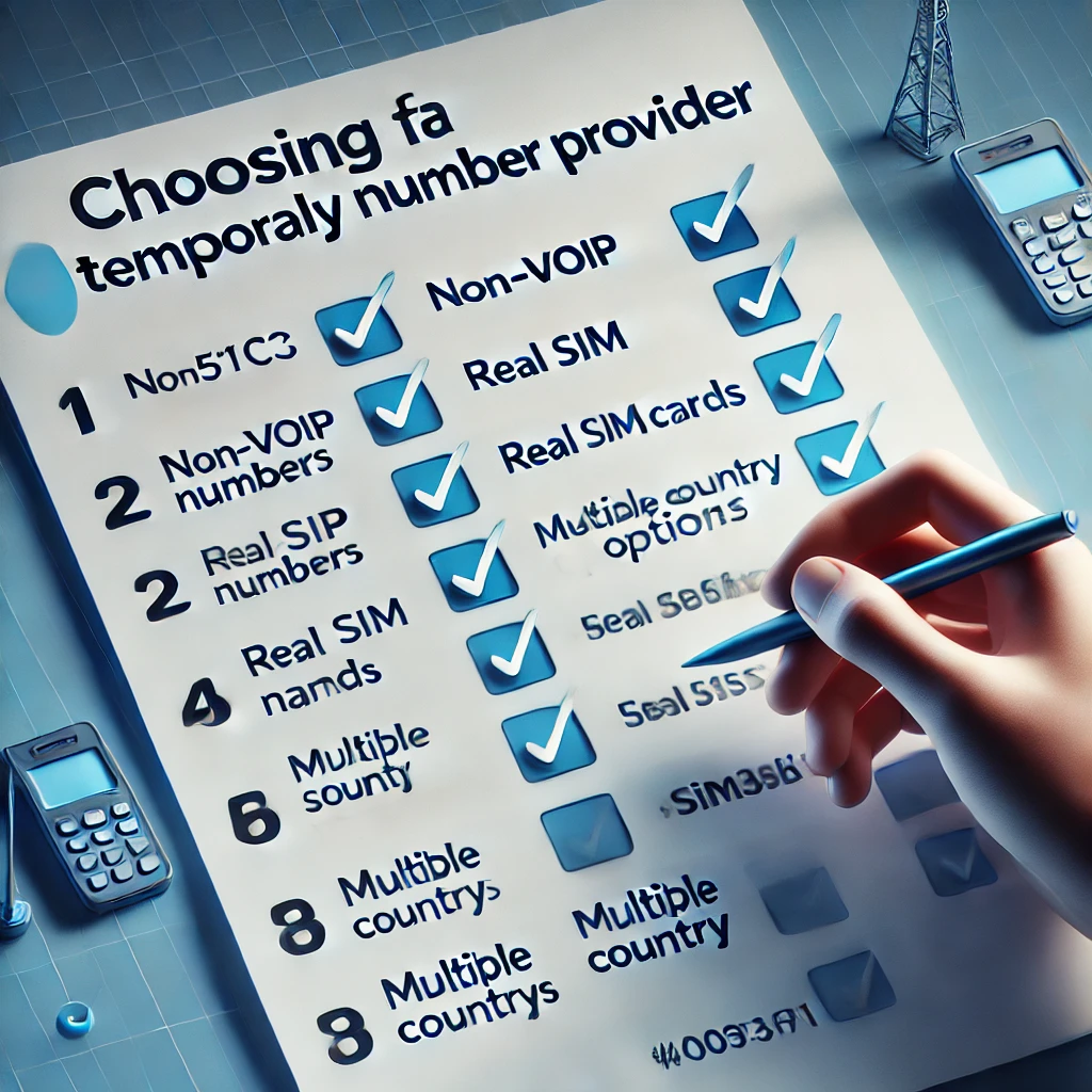 Checklist for choosing the right temporary number provider for travel booking, featuring MobileSMS.io.