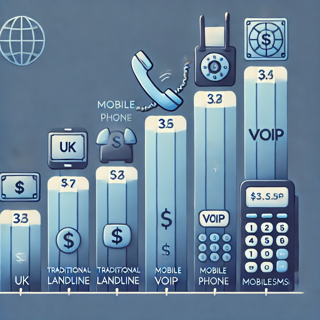 Comparison of costs for international calls from the UK to the USA.