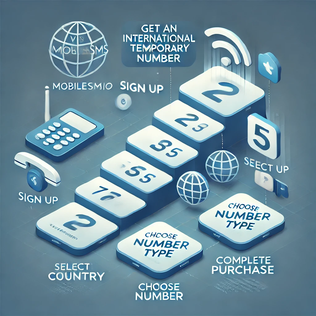 Steps to obtain an international temporary number from MobileSMS.io.