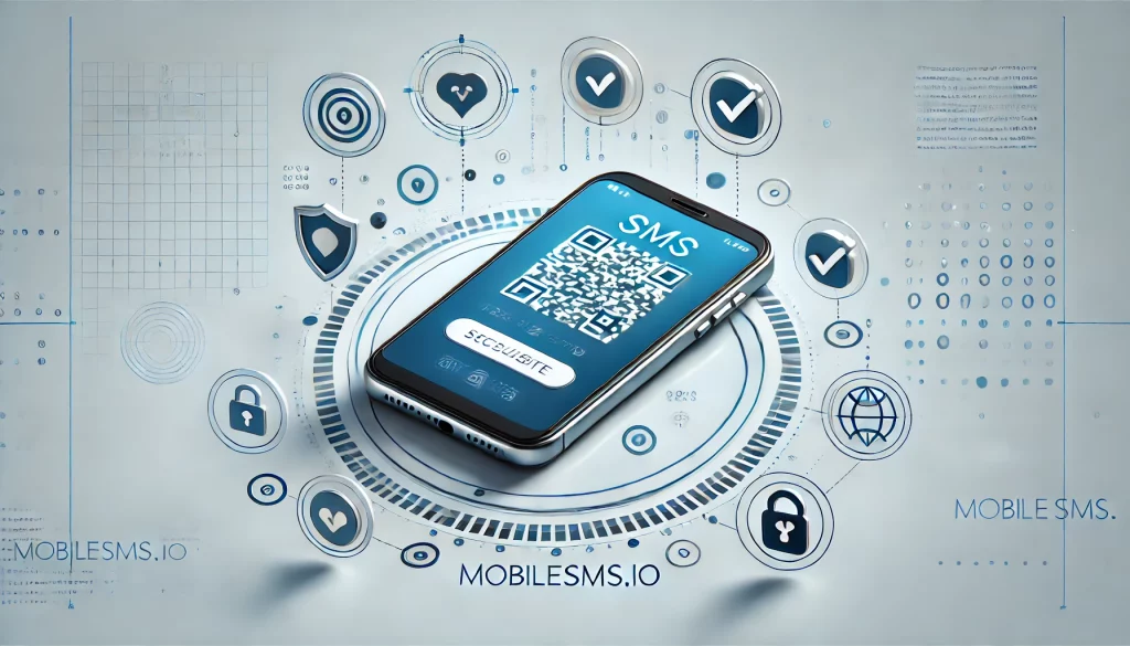 A secure mobile phone displaying an SMS verification code, emphasizing the benefits of non-VoIP numbers for online security.