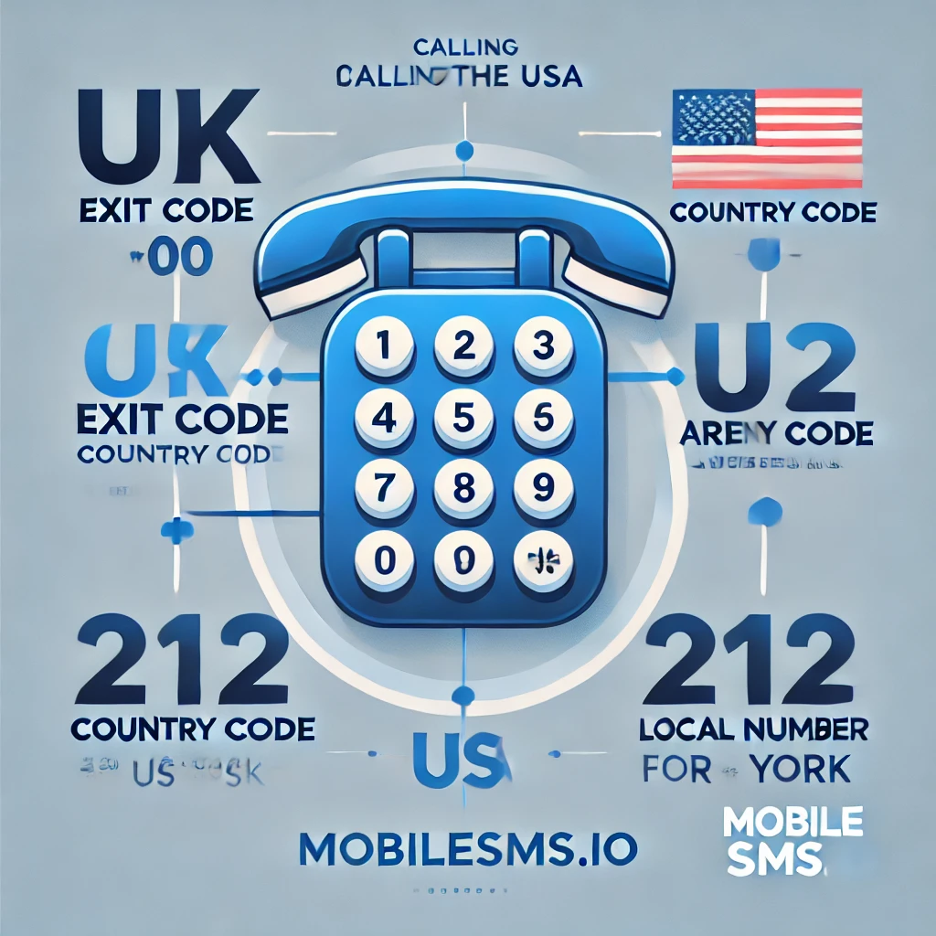 Breakdown of dialing sequence from the UK to the USA.