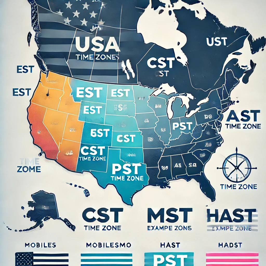 Time zone differences between the UK and the USA.