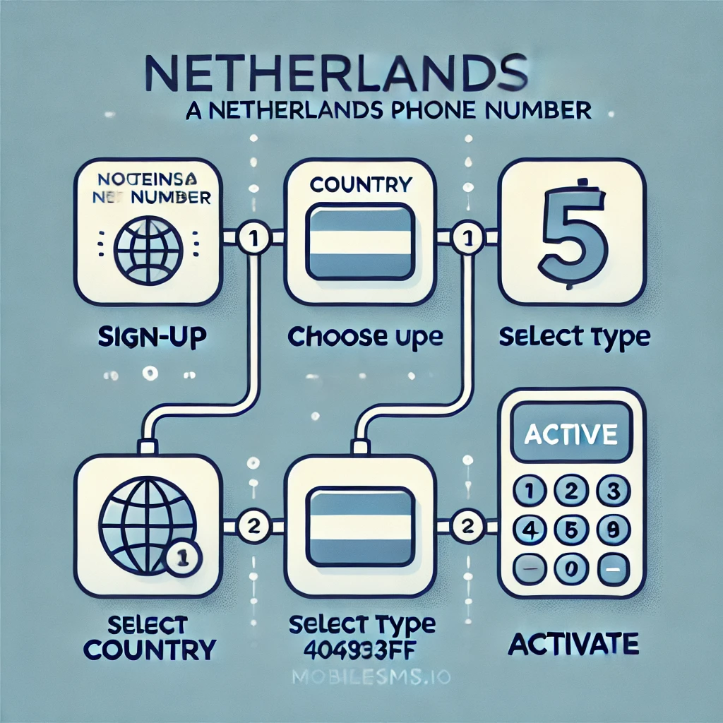 Step-by-step guide to get a Netherlands phone number for SMS verification on MobileSMS.io.