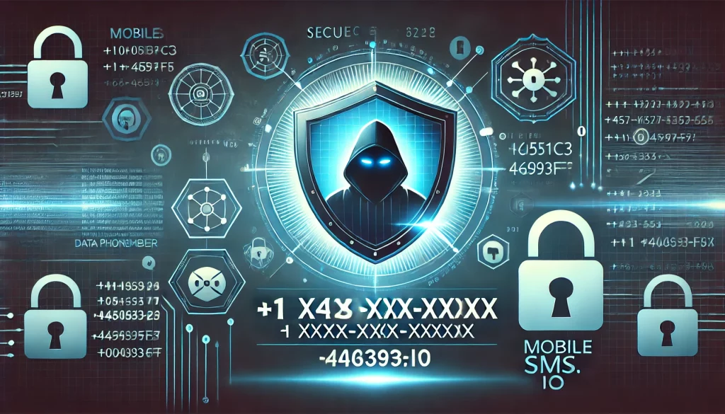 A secure shield glowing with a temporary phone number displayed, representing cybersecurity and privacy protection.